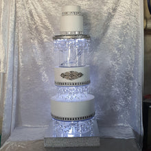 Load image into Gallery viewer, Glass slipper cake divider plus 2 crystal dividers - set of 3 pieces with LED lights. by Crystal wedding uk