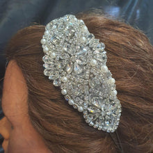 Load image into Gallery viewer, Crystal and Pearl tiara , side hair piece by Crystal wedding uk