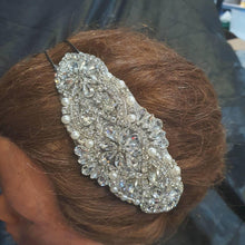 Load image into Gallery viewer, Crystal and Pearl tiara , side hair piece by Crystal wedding uk