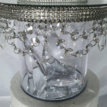 Load image into Gallery viewer, Glass slipper cake separator shoe, LED wedding cake divider chandelier shoe cake stand by Crystal wedding uk