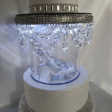 Load image into Gallery viewer, Glass slipper cake separator shoe, LED wedding cake divider chandelier shoe cake stand by Crystal wedding uk