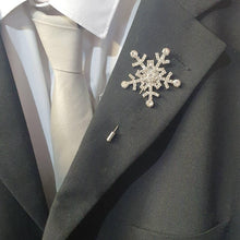 Load image into Gallery viewer, Crystal Snowflake Boutonniere - rhinestone Boutonniere for a Winter Wedding - Christmas Wedding corsage by Crystal wedding uk