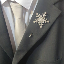 Load image into Gallery viewer, Crystal Snowflake Boutonniere - rhinestone Boutonniere for a Winter Wedding - Christmas Wedding corsage by Crystal wedding uk