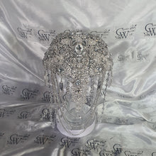 Load image into Gallery viewer, Brooch bouquet, 7" Jewel crystal wedding bouquet + grooms buttonhole Bridal Brooch Bouquet, cascade Jewel bouquet by Crystal wedding uk