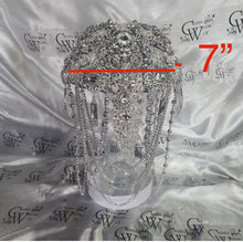 Load image into Gallery viewer, Brooch bouquet, 7" Jewel crystal wedding bouquet + grooms buttonhole Bridal Brooch Bouquet, cascade Jewel bouquet by Crystal wedding uk