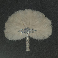 Load image into Gallery viewer, Feather Fan wedding bouquet, Off white , Ostrich feather bouquet