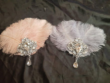 Load image into Gallery viewer, Feather cake topper 1920's rhinestone cake decor Great Gatsby rhinestone brooch cake topper. by Crystal wedding uk