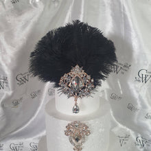 Load image into Gallery viewer, Feather cake topper 1920's rhinestone cake decor Great Gatsby rhinestone brooch cake topper. by Crystal wedding uk