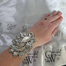 Load image into Gallery viewer, Wedding prom corsage. rhinestone brooch Bracelet Jewellery by Crystal wedding uk