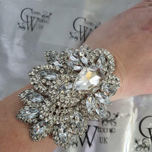 Load image into Gallery viewer, Wedding prom corsage. rhinestone brooch Bracelet Jewellery by Crystal wedding uk