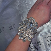 Load image into Gallery viewer, Wedding prom corsage. rhinestone brooch Bracelet Jewellery by Crystal wedding uk