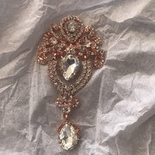 Load image into Gallery viewer, Crystal cake brooch,ROSE GOLD cake decoration, rhinestone cake jewellery, many designs to choose- by Crystal wedding uk