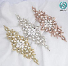 Load image into Gallery viewer, Crystal cake brooch,ROSE GOLD cake decoration, rhinestone cake jewellery, many designs to choose- by Crystal wedding uk