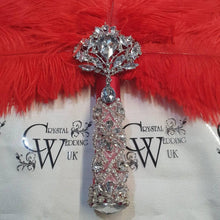 Load image into Gallery viewer, Ostrich Feather Fan. 16" bouquet luxury alternative Bouquet Great Gatsby wedding style -ANY COLOUR by Crystal wedding uk