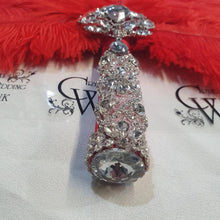 Load image into Gallery viewer, Ostrich Feather Fan. 16" bouquet luxury alternative Bouquet Great Gatsby wedding style -ANY COLOUR by Crystal wedding uk