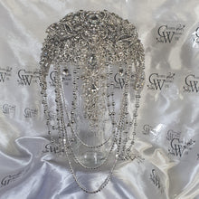 Load image into Gallery viewer, Brooch bouquet, 8 INCH Jewel crystal wedding bouquet. Crystal Bridal Brooch Bouquet, cascade Jewel bouquet by Crystal wedding uk