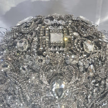 Load image into Gallery viewer, Brooch bouquet, 8 INCH Jewel crystal wedding bouquet. Crystal Bridal Brooch Bouquet, cascade Jewel bouquet by Crystal wedding uk