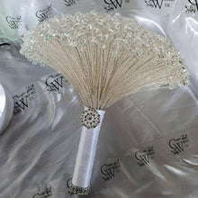 Load image into Gallery viewer, Clear Crystal bouquet, Brides wire bead jewel bouquet. rose gold. silver or Gold by Crystal wedding uk