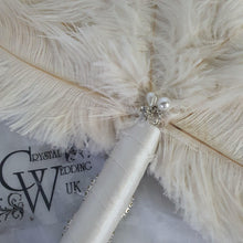 Load image into Gallery viewer, Set of 4 Feather Fan bouquets, Ostrich feathers,Great Gatsby wedding style 1920's - any colour as custom made