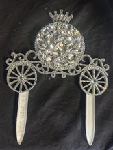 Load image into Gallery viewer, Personalised Carriage Cake topper- Swarovski crystal elements - FAIRYTALE Princess carriage design, Cake decoration by Crystal Wedding UK