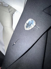 Load image into Gallery viewer, Jewel lapel pin, Gem Buttonhole , Groom usher small Boutonniere ,Wedding Buttonhole Pin, Wedding Boutonnière by Crystal wedding uk