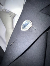 Load image into Gallery viewer, Jewel lapel pin, Gem Buttonhole , Groom usher small Boutonniere ,Wedding Buttonhole Pin, Wedding Boutonnière by Crystal wedding uk