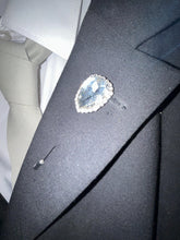Load image into Gallery viewer, Jewel lapel pin, Gem Buttonhole , Groom usher small Boutonniere ,Wedding Buttonhole Pin, Wedding Boutonnière by Crystal wedding uk