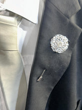 Load image into Gallery viewer, Jewel lapel pin, Gem Buttonhole , Groom usher small MINI Boutonniere ,Wedding Buttonhole Pin, Wedding Boutonnière by Crystal wedding uk