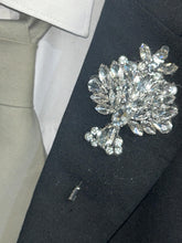 Load image into Gallery viewer, Jewel Gem Buttonhole , Groom usher small Boutonniere ,Wedding Buttonhole Pin, Wedding Boutonnière by Crystal wedding uk