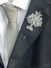 Load image into Gallery viewer, Jewel Gem Buttonhole , Groom usher small Boutonniere ,Wedding Buttonhole Pin, Wedding Boutonnière by Crystal wedding uk