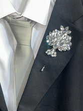 Load image into Gallery viewer, Jewel Gem Buttonhole , Groom usher small Boutonniere ,Wedding Buttonhole Pin, Wedding Boutonnière by Crystal wedding uk