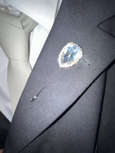 Load image into Gallery viewer, Jewel lapel pin, Gem Buttonhole , Groom usher small Boutonniere ,Wedding Buttonhole Pin, Wedding Boutonnière by Crystal wedding uk