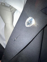 Load image into Gallery viewer, Jewel lapel pin, Gem Buttonhole , Groom usher small Boutonniere ,Wedding Buttonhole Pin, Wedding Boutonnière by Crystal wedding uk