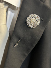 Load image into Gallery viewer, Jewel lapel pin, Gem Buttonhole , Groom usher small MINI Boutonniere ,Wedding Buttonhole Pin, Wedding Boutonnière by Crystal wedding uk