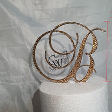 Load image into Gallery viewer, Swarovski Crystal Wedding Cake Topper Custom Monogram Letter, Rhinestone Bling cake Initial Cake decoration