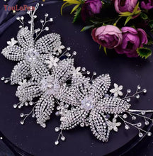 Load image into Gallery viewer, Gold Flower Cake Jewelery Rhinestone Wedding Cake Decoration