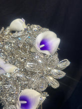 Load image into Gallery viewer, Diamante bouquet, lily & brooch Jewel rhinestone crystal wedding bouquet Crystal Bridal Bouquet, rose cascade bouquet Crystal wedding uk