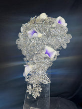 Load image into Gallery viewer, Diamante bouquet, lily & brooch Jewel rhinestone crystal wedding bouquet Crystal Bridal Bouquet, rose cascade bouquet Crystal wedding uk
