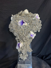 Load image into Gallery viewer, Diamante bouquet, lily & brooch Jewel rhinestone crystal wedding bouquet Crystal Bridal Bouquet, rose cascade bouquet Crystal wedding uk