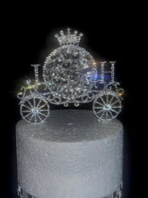 Load image into Gallery viewer, Personalized Crystal Carriage Cake Topper: Luxury Swarovski Initial Monogram topper