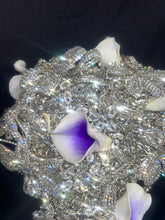 Load image into Gallery viewer, Diamante bouquet, lily & brooch Jewel rhinestone crystal wedding bouquet Crystal Bridal Bouquet, rose cascade bouquet Crystal wedding uk
