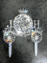 Load image into Gallery viewer, Personalized Crystal Carriage Cake Topper: Luxury Swarovski Initial Monogram topper