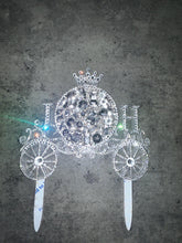 Load image into Gallery viewer, Personalized Crystal Carriage Cake Topper: Luxury Swarovski Initial Monogram topper