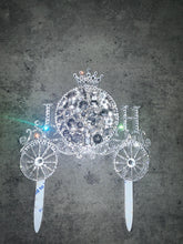 Load image into Gallery viewer, Personalized Crystal Carriage Cake Topper: Luxury Swarovski Initial Monogram topper