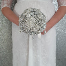 Load image into Gallery viewer, Silver wedding bouquet. Crystal bridal bouquet. Brooch bouquet. Full jeweled bouquet. Jewel bouquet by Crystal wedding uk
