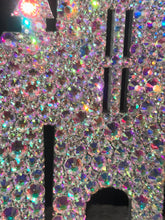 Load image into Gallery viewer, Castle Cake topper - Swarovski crystal elements - FAIRYTALE CASTLE design, Cake decoration by Crystal wedding uk