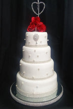 Load image into Gallery viewer, Glass crystal Diamante Rhinestone cake stand platform plate round or square all sizes by Crystal wedding uk