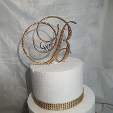 Load image into Gallery viewer, Crystal Letter 5 "tall monogram letter ,Golden Swarovski elements rhinestones, Cake Topper decor rhinestone jewel letter cake decorations.