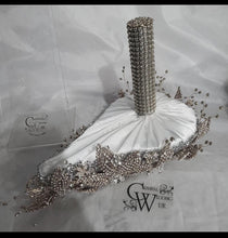 Load image into Gallery viewer, Luxury Silver Diamante bouquet Jewel rhinestone crystal wedding bouquet Crystal Bridal Bouquet, cascade Jewel bouquet by Crystal wedding uk