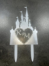 Load image into Gallery viewer, Castle Cake topper - Swarovski crystal elements - FAIRYTALE CASTLE design, Acrylic Cake decoration by Crystal wedding uk